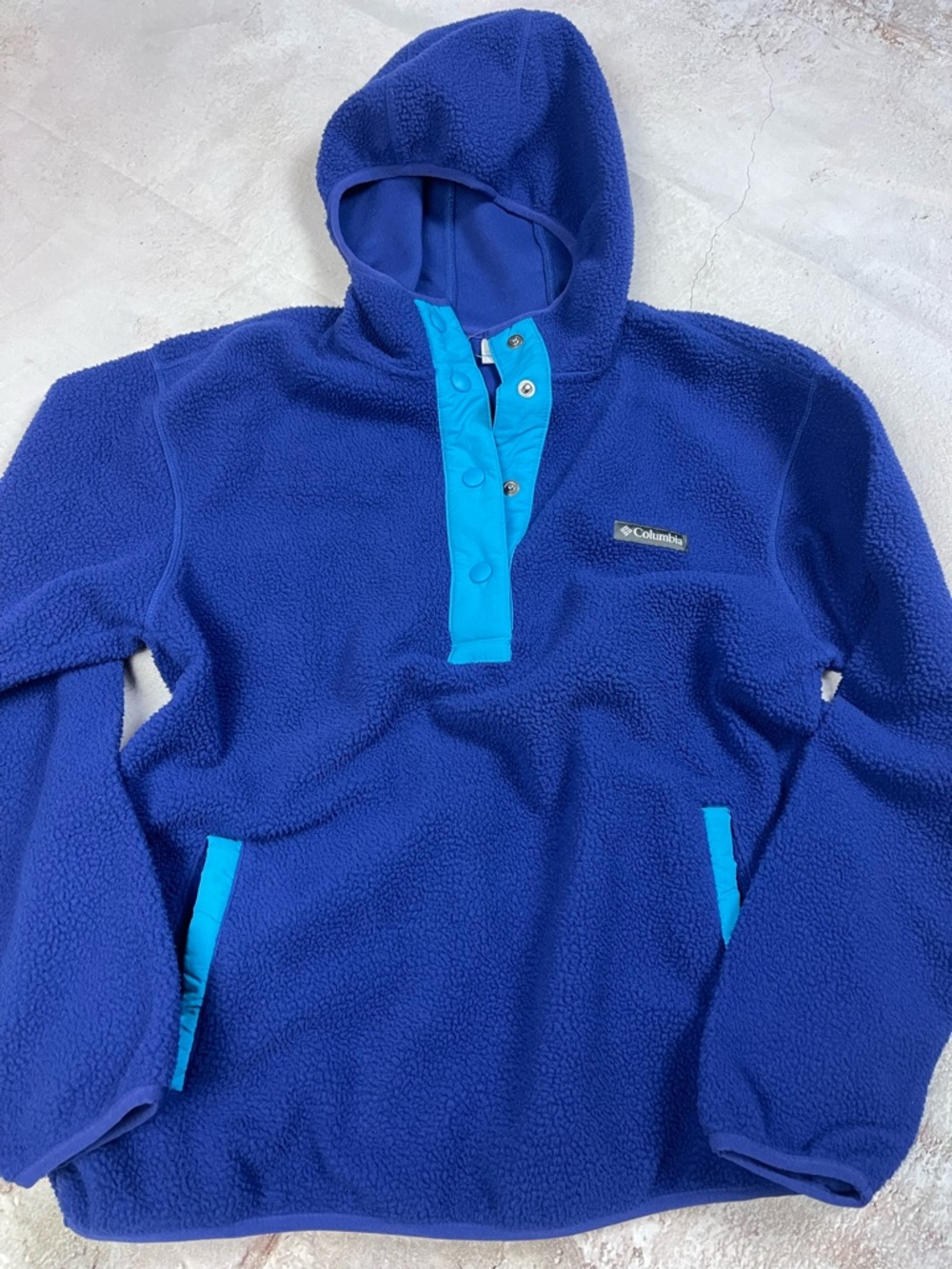 Columbia Helvetia Hooded Royal Blue Snap Fleece Pullover